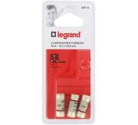 Cartouche fusible LEGRAND - Lot de 3 - 16 A - 10,3x25,8 mm