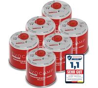 Cartouches de gaz butane 500g, cartouche à vis avec gaz butane/propane 899 ml, cartouche de gaz conforme à la norme EN 417, cartouche à valve avec fermeture à vis, cartouche de gaz de camping (6X)