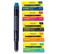 ONLINE 25x cartouches colorées, compatible avec Lamy, Pelikan, Stabilo etc., cartouches d'encre universelles, cartouches de remplissage, cartouche combinée pack économique