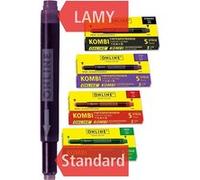 Online 20x Cartouches d'encre Combi Noir/Lilas/Rouge/Vert, 4X 5 Cartouches universelles, Celle Qui est Toujours Compatible, Encre pour Stylo Plume/Roller, école, Bureau, Recharge Stylo Plume