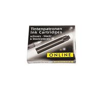 Cartouches d'encre - Noir - Encre non effaçable - Pour stylo plume et roller - 5 petites cartouches