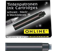 Cartouches d'encre - Noir - Encre non effaçable - Pour stylo plume et roller - 5 petites cartouches