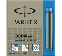 Cartouches d'encre Parker QUINKMini - Bleu, lavable, vous recevrez 1 paquet - Contenu de la livraison : 6 cartouches