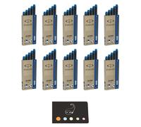Cartouches d'encre Parker, type Quink, bleu + 1 règle - Coffret de 50 cartouches - Marque-page en bois "chat" Blumie