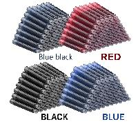 Cartouches d'encre pour stylo à plume, 2 diamètres compatibles de 2,6 mm et 3,4 mm, convenant aux stylos de calligraphie en noir, rouge, bleu et indigo, set de recharge de cartouches d'encre pour la r