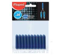 MAPED Blister de 20 Cartouches d'encre bleue effaçable standard