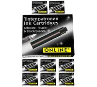 Cartouches d'encre standard ONLINE Noir, pack économique, encre universelle pour stylos plume et rollers à cartouches standards