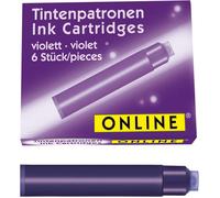 ONLINE 6x Recharges d'encre pour stylos-plumes I compatible avec Pelikan, Stabilo, Schneider etc I encre mauve I cartouches d'encre universelles pour stylos-plumes