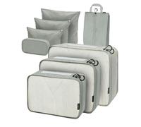 Carttiya Organisateur Valise, 8pcs ÉTanche Organisateur De Voyage, Rangement Léger Et Respirant, Livré Avec Un Sac à Chaussures Et Une Trousse De Maquillage (Gris Claro)