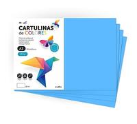 Cartulina de Colores, Cartulina A3, Folios Colores 180gr, Bloc cartulina colores intensos, Ideal para Manualidades, Imprimir tus Documentos y Diseños Creativos · m-office (50 Hojas, Azul Turquesa)