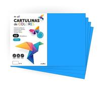Cartulina de Colores, Cartulina A3, Folios Colores 180gr, Bloc cartulina colores intensos, Ideal para Manualidades, Imprimir tus Documentos y Diseños Creativos · m-office (25 Hojas, Azul Medio)