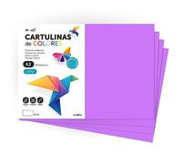 Cartulina de Colores, Cartulina A3, Folios Colores 180gr, Bloc cartulina colores intensos, Ideal para Manualidades, Imprimir tus Documentos y Diseños Creativos · m-office (25 Hojas, Lila)