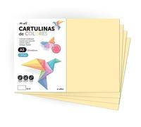 Cartulina de Colores, Cartulina A3, Folios Colores 180gr, Bloc cartulina colores pastel, Ideal para Manualidades, Imprimir tus Documentos y Diseños Creativos · m-office (50 Hojas, Crema)