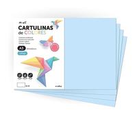Cartulina de Colores, Cartulina A3, Folios Colores 180gr, Bloc cartulina colores pastel, Ideal para Manualidades, Imprimir tus Documentos y Diseños Creativos · m-office (25 Hojas, Azul Claro)