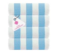 Casa Copenhagen 4 Serviettes de Plage, Piscine Coton, 75 x 150cm, Azul bebé | Cabana serviettes 100% coton égyptien (150 x 75 cm) pour salle de bain, piscine et plage (coffret cadeau femme et homme)