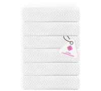 Casa Copenhagen Coffret 6 Petites Serviettes Bain, 600 g/m², Blanc | Wave Texture petites serviettes 100% coton égyptien (120x60 cm) bain, piscine, et plage (coffret cadeau femme et homme)