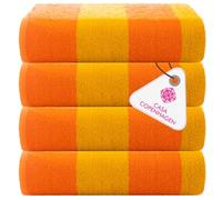 Casa Copenhagen Coffret Cadeau 4 pièces - Serviettes de Plage Ambre/Bronze, Serviettes de Piscine Extra-Larges (75x150 cm), 100% Coton (Coffret Cadeau d'été idéal pour Hommes et Femmes)