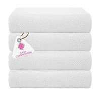 Casa Copenhagen-Coffret Cadeau 4 Serviettes de Bain, 550g/m²,Blanc | Popcorn Textured Serviettes de bain en 100 % coton égyptien -140 x 70 cm (coffret cadeau pour Femmes et hommes)