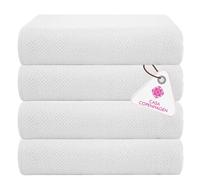Casa Copenhagen-Coffret Cadeau 4 Serviettes de Bain, 550g/m²,Blanc | Popcorn Textured Serviettes de bain en 100 % coton égyptien -140 x 70 cm (coffret cadeau pour Femmes et hommes)