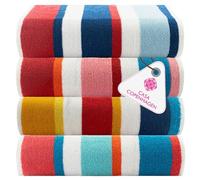 Casa Copenhagen Coffret Cadeau de 4 Serviettes Bora Bora - Rosé, Cramoisi, Ambre, Pétrole, Serviettes de Piscine Extra-Larges 75x150cm, 100%Coton (Le Coffret Cadeau d'été idéal pour Hommes et Femmes)