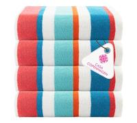 Casa Copenhagen Coffret Cadeau de 4 Serviettes Bora Bora - Turquoise, Serviettes de Piscine Extra-Larges 75x150 cm, 100% Coton (Coffret Cadeau d'été idéal pour Hommes et Femmes)