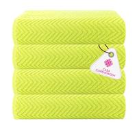 Casa Copenhagen-Coffret Cadeau de 6 Serviettes de Bain,600 g/m²,Fluo Vert | wave texture 100 % pur coton égyptien - serviette de bain/douche (140 x 70 cm) (coffret cadeau pour hommes et femmes)
