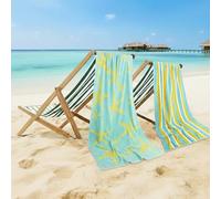 Casa Copenhagen - Lot de 2 Serviettes Miami, Motif Étoile de mer Aqua et Ambre, Serviettes de Piscine XL, 88 x 177 cm, 100% Coton (Coffret Cadeau d'été idéal pour Femmes et Hommes)