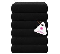 Casa Copenhagen Popcorn Textured Ensemble de 6 Serviettes Petit de Bain en - Noir, 550g/m² Utilisation Rude & Dure Coffret Cadeau de Serviettes en Coton pour Salle de Bain