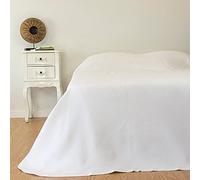Casa da Laura - Couvre-lit Élégant Blanc Lits Double - 240 x 260 cm - Adapté aux Lits 140 - Couvre-lit Estival avec de Petits Losanges - 80% Coton 20% Polyester Extra Doux