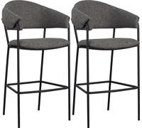 Casa Dolce Chaise de bar SALAMBETI, Lot de 2, Anthracite, 56x58x113 cm, pieds métalliques avec repose-pieds, dossier ouvert