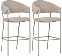 Casa Dolce Chaise de bar SALAMBETI, Lot de 2, Beige, 56x58x113 cm, pieds métalliques avec repose-pieds, dossier ouvert