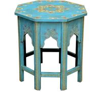 Casa Moro MA32-47-C-M Saada Table d'appoint orientale en bois massif peint à la main Motif shabby chic Vintage Bleu Taille M Hauteur 37 cm Ø 29 cm