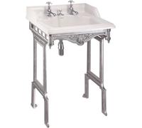 Casa Padrino Art Nouveau Lavabo sur pied blanc / argent avec 2 trous de robinet - lavabo baroque style baroque antique