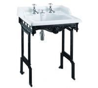 Casa Padrino Art Nouveau Lavabo sur pied blanc / noir avec 2 trous de robinet - Baroque lavabo style baroque antique