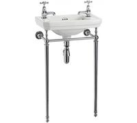 Casa Padrino Art Nouveau Lavabo WC invités blanc / chrome L 51cm avec 2 trous de robinet Mod2 - Art Deco lavabo style baroque antique
