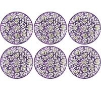 Casa Padrino Assiettes de luxe en céramique Set de 6 assiettes Lila / Multicolore Ø 40 cm - Assiettes à manger peintes à la main et décorées de fleurs - Accessoires pour hôtels et restaurants - Qualit