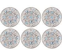 Casa Padrino Assiettes de luxe en céramique Set de 6 assiettes marron / multicolores Ø 40 cm - Assiettes à manger peintes à la main et décorées de fleurs - Accessoires pour hôtels et restaurants - Qua