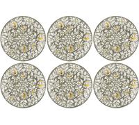 Casa Padrino Assiettes de luxe en céramique Set de 6 assiettes vert olive / multicolores Ø 40 cm - Assiettes à manger peintes à la main et décorées de fleurs - Accessoires pour hôtels et restaurants -
