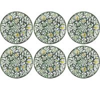 Casa Padrino Assiettes de luxe en céramique Set de 6 assiettes vertes / multicolores Ø 40 cm - Assiettes à manger peintes à la main et décorées de fleurs - Accessoires pour hôtels et restaurants - Qua