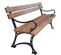 Casa Padrino Banc de jardin Art Nouveau Marron / Noir 150 x 40 x H. 75 cm - Banc avec accoudoirs - Meubles de jardin