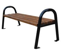 Casa Padrino Banc de jardin de luxe brun foncé / noir 150 x 44 x H. 64 cm - Banc moderne en bois massif avec pieds en acier - Banc de jardin - Banc de parc - Meubles de jardin