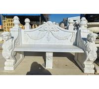 Casa Padrino Banc de jardin en marbre gris baroque de luxe 183 cm - Mobilier de jardin baroque