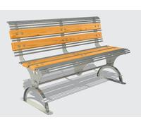 Casa Padrino Banc de parc - Banc urbain en acier inoxydable Argenté / Naturel 149 cm - Mobilier d'extérieur et de parc