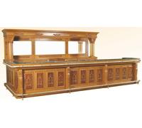 Casa Padrino Bar de luxe en bois massif avec plateau en marbre et double lavabo Marron clair / Marron / Vert 515,6 x H. 223,5 cm - Meubles de bar de style rétro