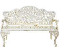 Casa Padrino Baroque Banc de jardin blanc crème 133 x H. 86 cm - Somptueux banc de jardin en fonte - Meubles de jardin en fonte - Mobilier de jardin baroque
