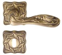 Casa Padrino Baroque Ensemble de poignées de porte en laiton patiné 13 x H. 5,8 cm - Poignées de porte élégantes avec rosaces carrées - Accessoires de décoration baroque