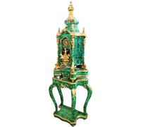 Casa Padrino Baroque Horloge Verte / Or - Somptueuse console en bois massif de style baroque avec horloge en malachite noble - Meubles de salon de style baroque - Meubles baroques - Noble et somptueux