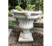 Casa Padrino Baroque Pot de fleurs Ø 73 x H. 70 cm Blanc - Pot de plantes rond somptueux de style baroque - Pot de fleurs - Pot de plantes