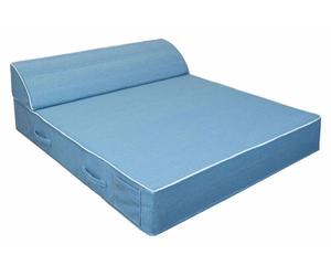 Casa Padrino : chaise longue de jardin double de luxe bleu clair / blanc 180 x 160 cm - Accessoires pour hôtels et jardins