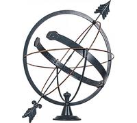Casa Padrino Décoration de jardin Art Nouveau Cadran solaire Anthracite / Cuivre Ø 60 x H. 72 cm - Décoration de jardin de luxe